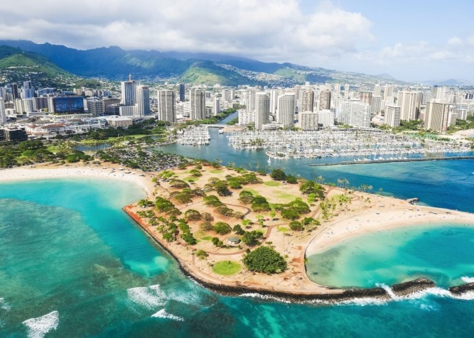 Aerial shot of Honolulu